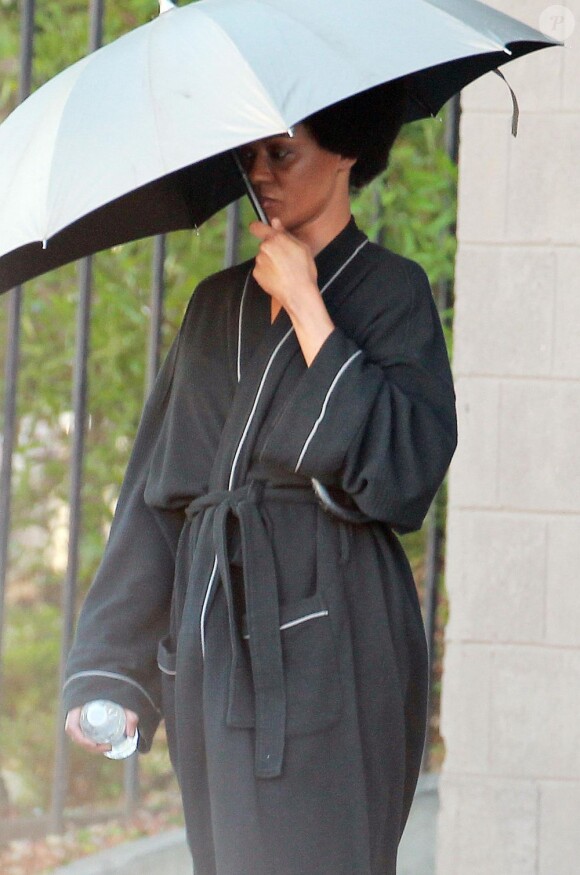Zoe Saldana métamorphosée en Nina Simone pour le film Nina de Cynthia Mort, tourné à Los Angeles, le 25 octobre 2012.