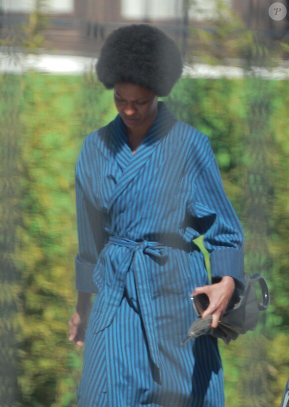 Zoe Saldana métamorphosée en Nina Simone pour le film Nina de Cynthia Mort, tourné à Los Angeles, le 25 octobre 2012.