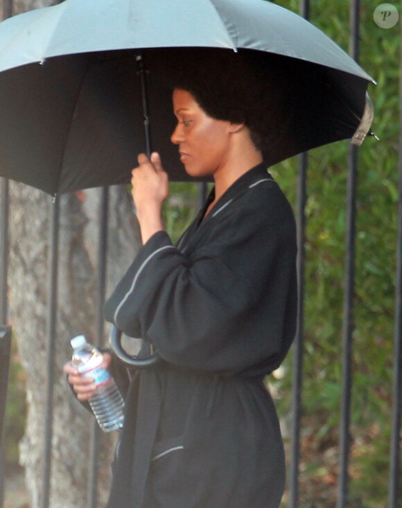Zoe Saldana métamorphosée en Nina Simone pour le film Nina de Cynthia Mort, tourné à Los Angeles, le 25 octobre 2012.