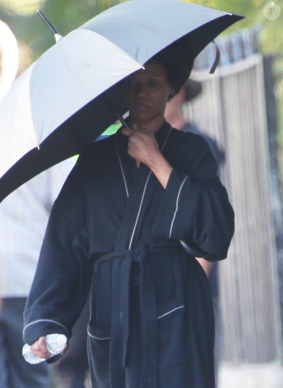 Zoe Saldana métamorphosée en Nina Simone pour le film Nina de Cynthia Mort, tourné à Los Angeles, le 25 octobre 2012.