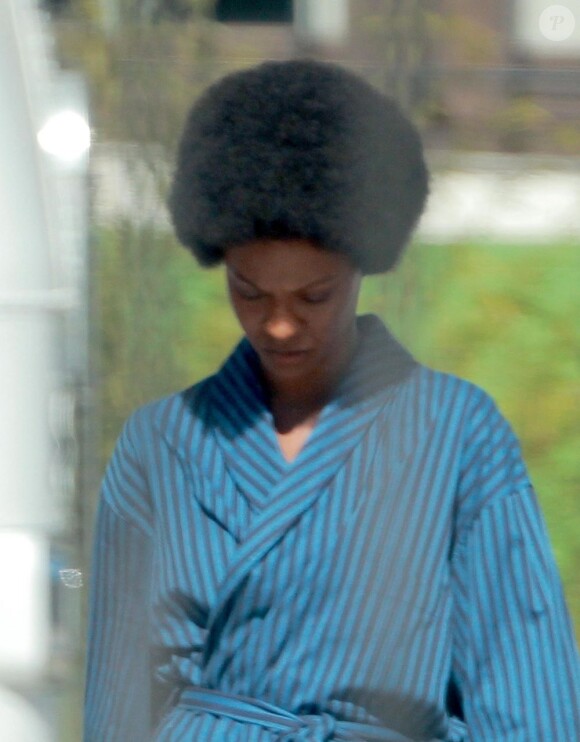 Zoe Saldana métamorphosée en Nina Simone pour le film Nina de Cynthia Mort, tourné à Los Angeles, le 25 octobre 2012.