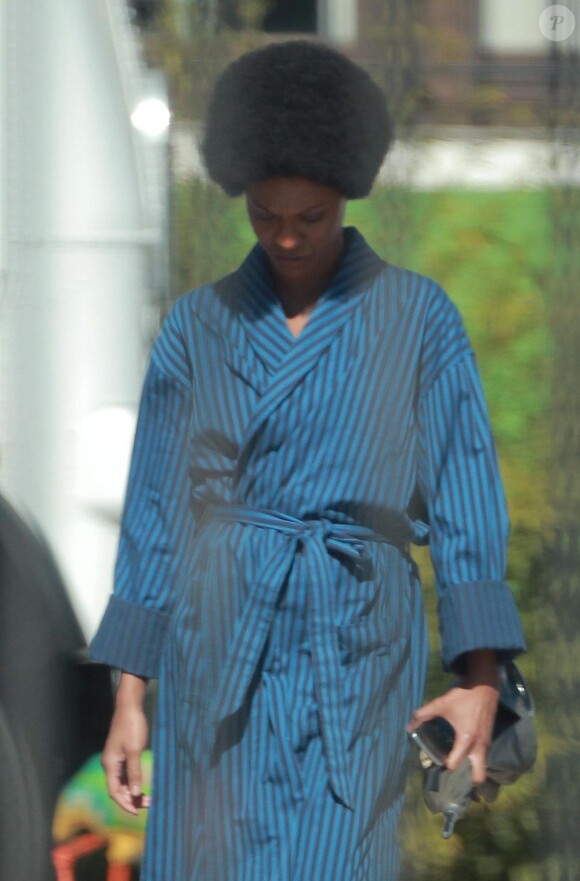 Zoe Saldana métamorphosée en Nina Simone pour le film Nina de Cynthia Mort, tourné à Los Angeles, le 25 octobre 2012.