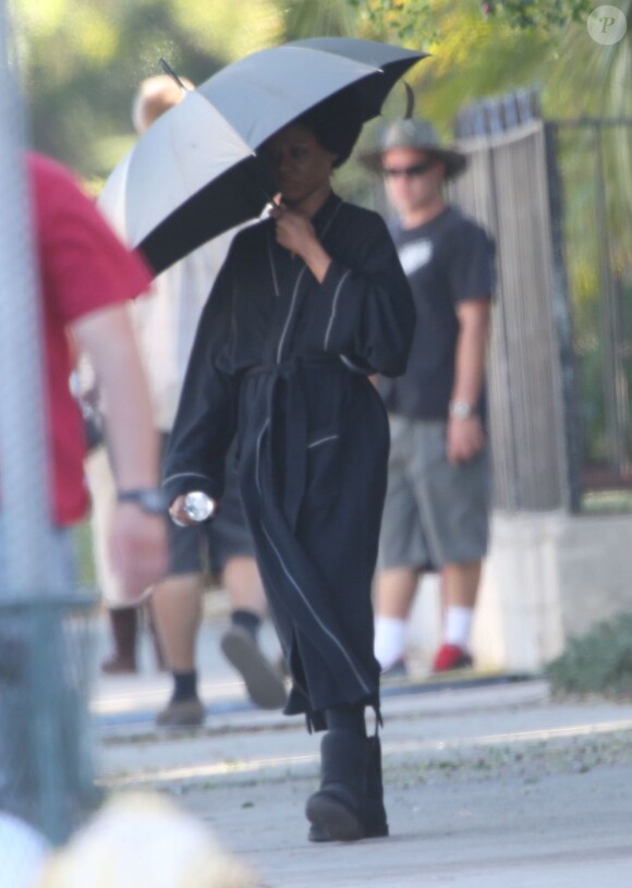 Zoe Saldana métamorphosée en Nina Simone pour le film Nina de Cynthia Mort, tourné à Los Angeles, le 25 octobre 2012.