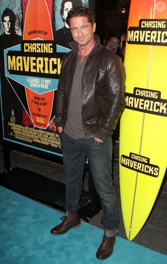 Gerard Butler lors de l'avant-première du film Chasing Mavericks à Los Angeles le 18 octobre 2012