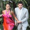 Lionel Messi et sa belle Antonella lors du mariage d'Andrès Iniesta et Anna Ortiz le 8 juillet 2012 à Tarragone
