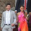 Lionel Messi et sa belle Antonella lors du mariage d'Andrès Iniesta et Anna Ortiz le 8 juillet 2012 à Tarragone