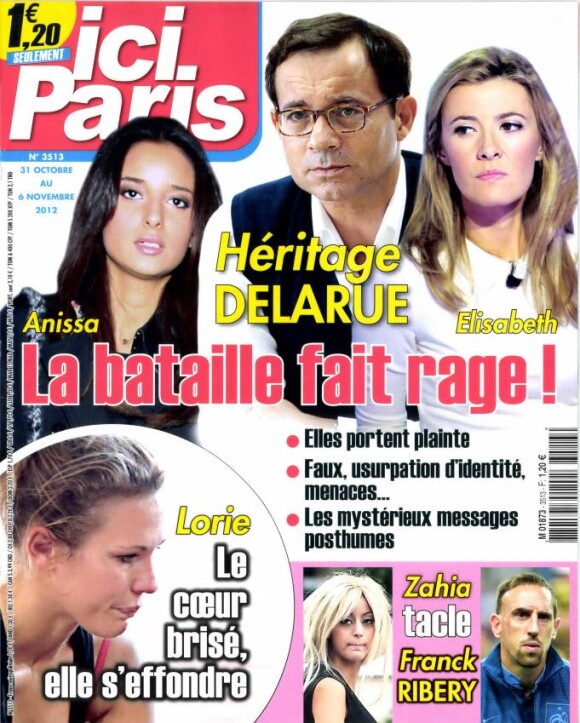 Couverture du magazine Ici Paris sorti le 31 octobre 2012 dans lequel on retrouve une interview de Jackie Quartz.