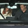 Gisèle Bündchen, enceinte, en voiture avec son mari Tom Brady après un dîner dans un restaurant à Miami, le 3 Novembre 2012