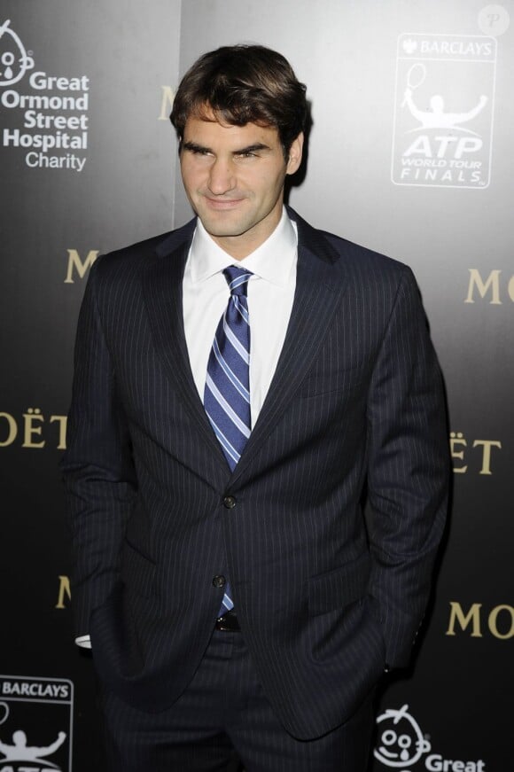 Roger Federer lors du gala du Masters de Londres qui se tenait au Royal Courts of Justice de Londres le 3 novembre 2012