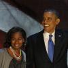 Barack Obama et sa fille Sasha au McCormick Place à Chicago, le 6 novembre 2012.