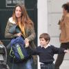 Nagore, l'épouse de Xabi Alonso et leur fils Ane dans les rues de Madrid le 5 Novembre 2012