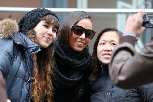 Alicia Keys en promotion chez NRJ, à Paris, le 13 novembre 2012.