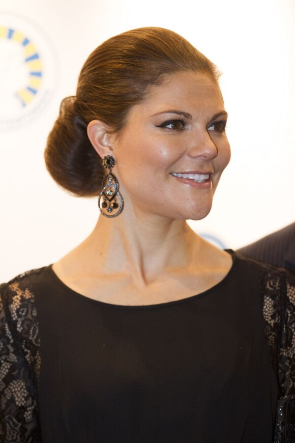 La princesse Victoria de Suède prenait part au gala caritatif pour la Journée mondiale du diabète, à Stockholm, le 14 novembre 2012.