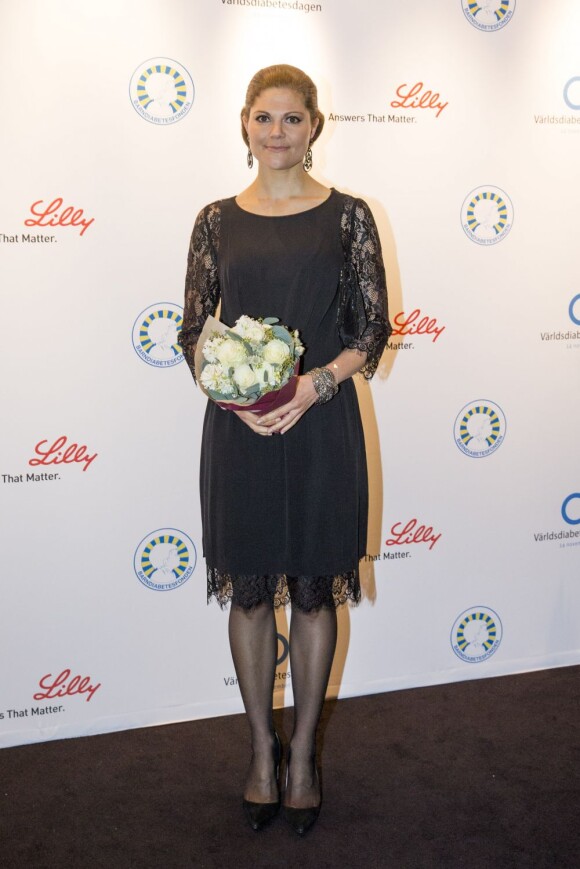 La princesse Victoria de Suède lors du gala caritatif pour la Journée mondiale du diabète, à Stockholm, le 14 novembre 2012.