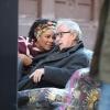 Woody Allen et Tonya Pinkins sur le tournage de Fading Gigolo à New York, le 17 novembre 2012.