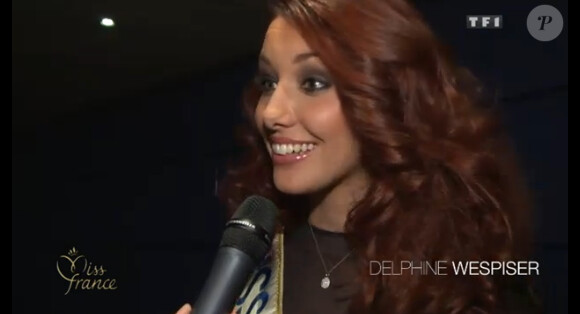 Delphine Wespiser lors de la présentation des 33 candidates à Miss France 2013 à l'île Maurice en novembre 2012