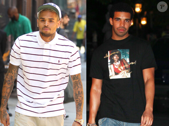 Chris Brown à New York, le 9 août 2012. - Drake à Calabasas en Californie, le 14 juillet 2012.