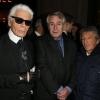 Karl Lagerfeld, le professeur Jean-Noël Fabiani et Yves Dahan réunis pour "sauvons l'hôpital" à la soirée Chanel le 8 novembre 2012