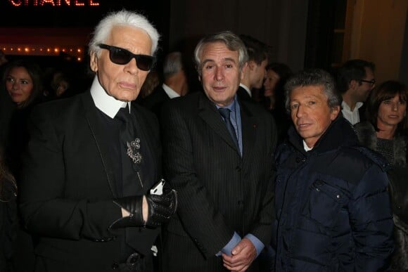 Karl Lagerfeld, le professeur Jean-Noël Fabiani et Yves Dahan réunis pour "sauvons l'hôpital" à la soirée Chanel le 8 novembre 2012