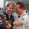 Michael Schumacher et Sebastien Vettel à l'issu du Grand Prix du Brésil le 25 novembre 2012 à Interlagos à Sau Paulo