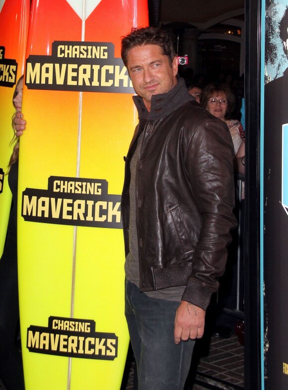 Gerard Butler, lors de la première de son dernier film Chasing Mavericks à Los Angeles, le 18 octobre 2012.