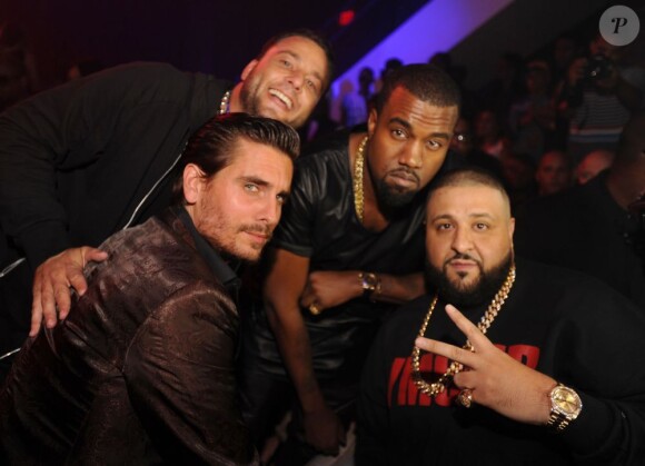 Exclusif - Scott Disick, David Grutman, Kanye West et DJ Khaled font la fête au LIV. Miami Beach, le 25 novembre 2012.