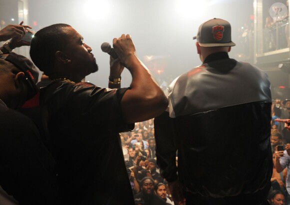 Exclusif - Kanye West et Fat Joe assistent à la soirée d'anniversaire de DJ Khaled au LIV. Miami Beach, le 25 novembre 2012.