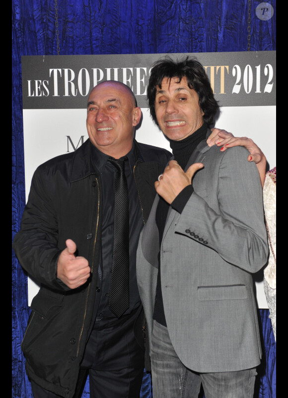 Bruno Mangel et Jean-Luc Lahaye lors de la 18ème édition des Trophées de la Nuit au Lido à Paris le 26 Novembre 2012.