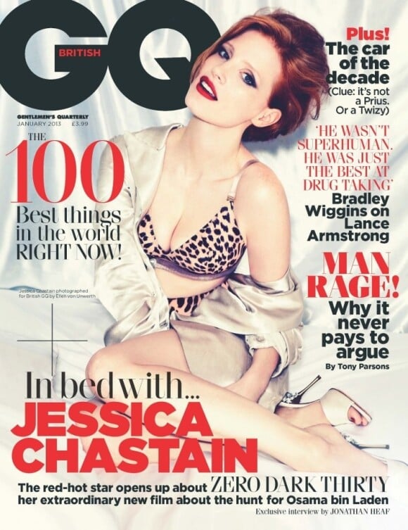 Jessica Chastain, ultrasensuelle en couverture du GQ britannique à paraître en janvier.