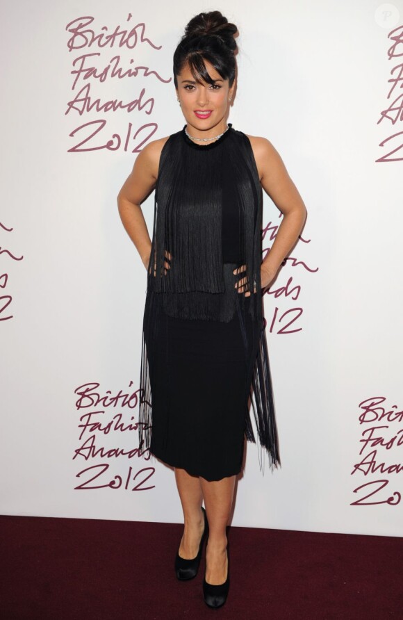 Salma Hayek à la cérémonie des British Fashion Awards à Londres, le 27 novembre 2012.