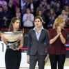 Fernanda Ameeuw et Charlotte Casiraghi ont récompensé le cavalier néerlandais Marc Houtzager lors du Grand Prix du Gucci Paris Masters le 2 décembre 2012 à Villepinte.
