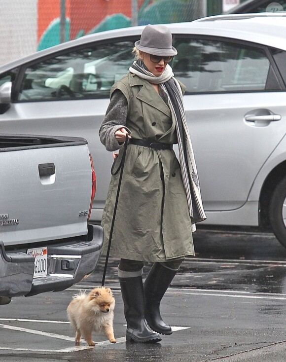 Gwen Stefani et son compagnon canin à Los Angeles, le 29 novembre 2012.