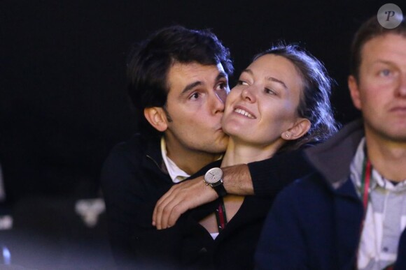 Le cavalier Sergio Alvarez Moya et Marta Ortega, héritière de l'empire Inditex, enceinte de six mois, au Gucci Paris Masters à Villepinte, le 1er décembre 2012.