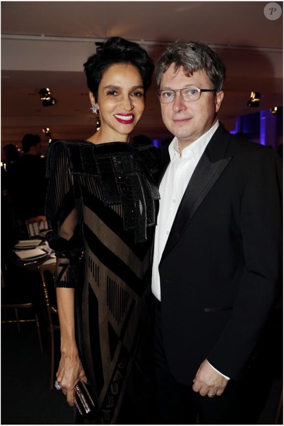 Farida Khelfa et son mari Henri Seydoux au dîner caritatif organisé par Babeth Djian au profit de l'association AEM (les Amis des Enfants dans le Monde) à l'Espace Pierre Cardin. Paris, le 6 décembre 2012.