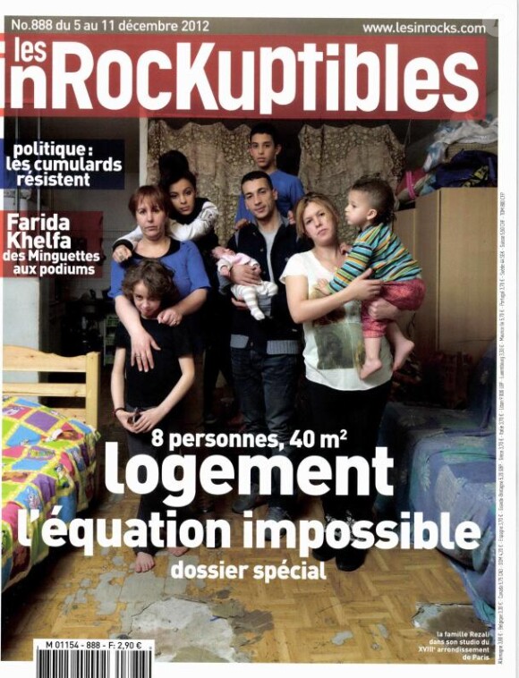 Couverture du magazine Les Inrockuptibles en kiosques le 5 décembre 2012.