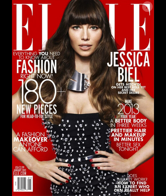 Jessica Biel en couverture de l'édition américaine du magazine Elle - janvier 2013
