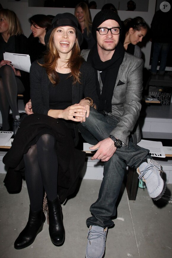 Jessica Biel et Justin Timberlake lors de la fashion week new-yorkaise le 18 février 2010