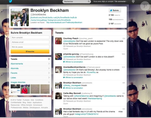 Compte Twitter de Brooklyn Beckham