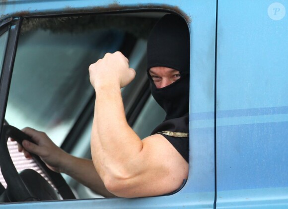 Mark Wahlberg sur le tournage du film Pain And Gain à Miami le 30 mai 2012