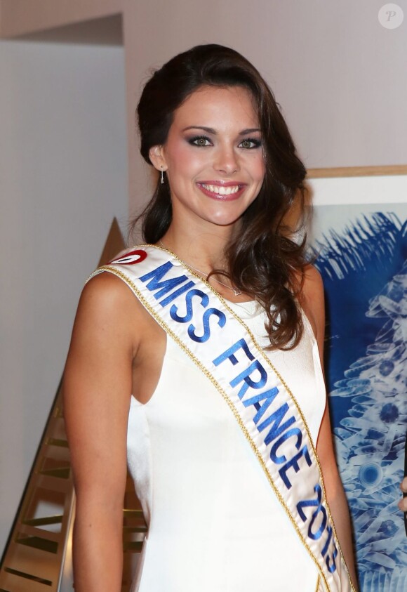Marine Lorphelin, superbe Miss France 2013, à Paris le 10 décembre 2012 pour la 17e édition des sapins de noël des créateurs à l'hôtel Salomon de Rothschild