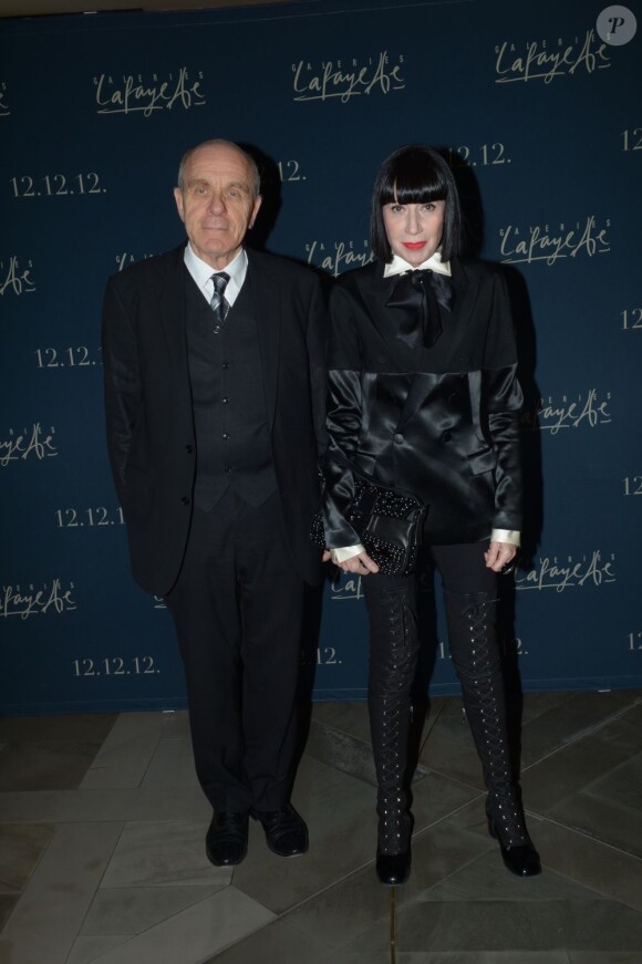 Chantal Thomass et son mari Michel Fabian lors de la soirée des 100 ans de la coupole des Galeries Lafayette le 12 décembre 2012