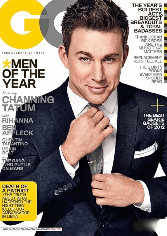 Channing Tatum nommé Acteur de l'Année du magazine GQ, pose en couv' du mensuel masculin de décembre 2012.