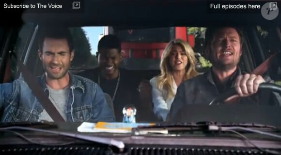 Les quatre coachs de The Voice : Usher, Shakira, Adam Levine et Blake Shelton en promotion pour la saison 4
