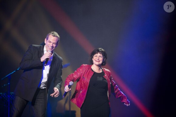 EXCLU - Maurane et Garou lors du concert des rêves et des étoiles organisé par Make a Wish, à Bruxelles, au Palais du Heysel, 14 decembre 2012.