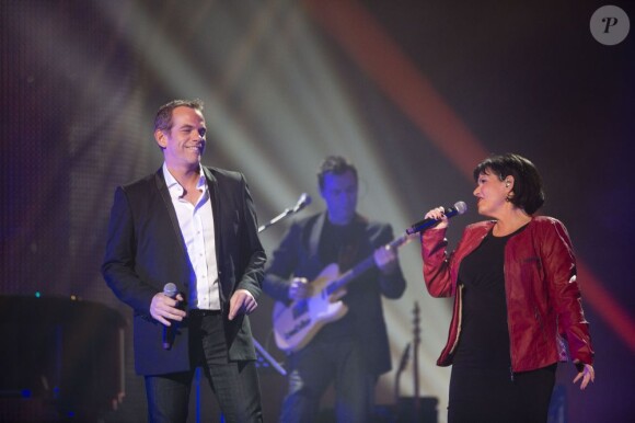 EXCLU - Maurane et Garou lors du concert des rêves et des étoiles organisé par Make a Wish, à Bruxelles, au Palais du Heysel, 14 decembre 2012.