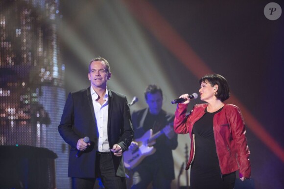 EXCLU - Maurane et Garou lors du concert des rêves et des étoiles organisé par Make a Wish, à Bruxelles, au Palais du Heysel, 14 decembre 2012.