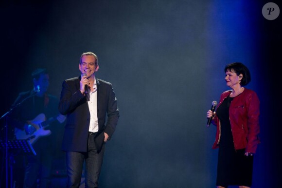 EXCLU - Maurane et Garou lors du concert des rêves et des étoiles organisé par Make a Wish, à Bruxelles, au Palais du Heysel, 14 decembre 2012.