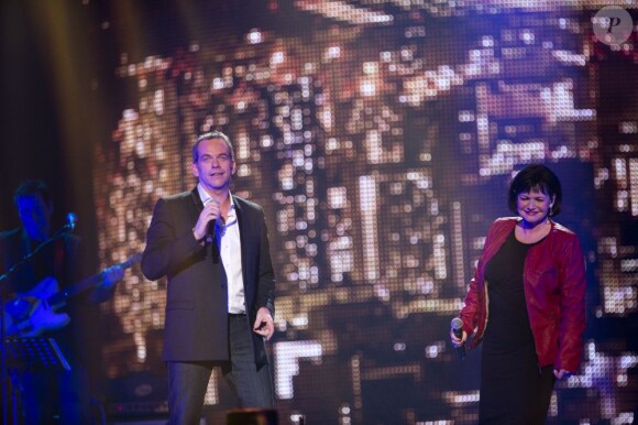 EXCLU - Maurane et Garou lors du concert des rêves et des étoiles organisé par Make a Wish, à Bruxelles, au Palais du Heysel, 14 decembre 2012.