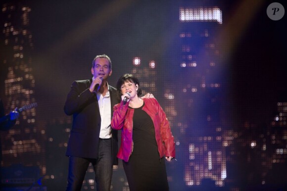EXCLU - Maurane et Garou lors du concert des rêves et des étoiles organisé par Make a Wish, à Bruxelles, au Palais du Heysel, 14 decembre 2012.
