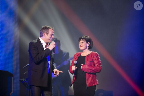 EXCLU - Maurane et Garou lors du concert des rêves et des étoiles organisé par Make a Wish, à Bruxelles, au Palais du Heysel, 14 decembre 2012.